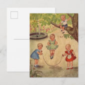 Schattigee kinder spelen Faux Wrapped Canvas Print Briefkaart (Voorkant / Achterkant)