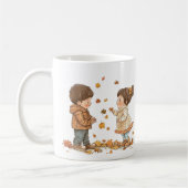 Schattigee Kinder spelen in de Herfst Koffiemok (Links)