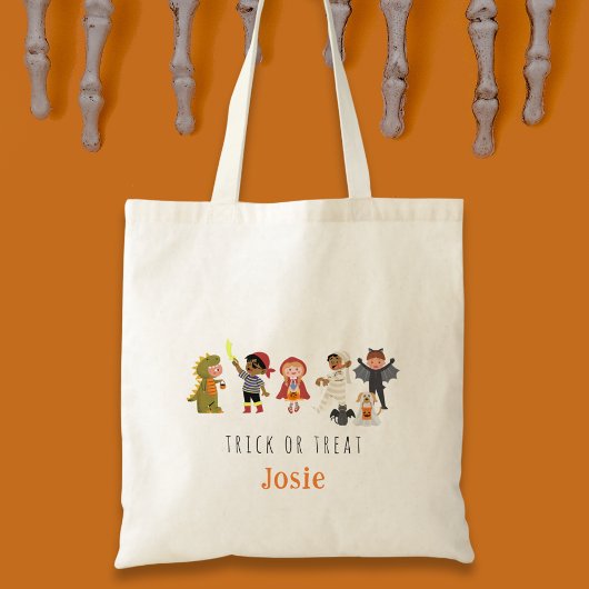 Schattigee Kinder Trick or treat Halloween Canvas  Tote Bag