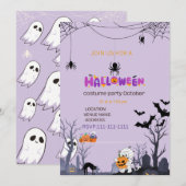 Schattigee Kinder Uitnodiging Halloween kostuumfee (Voorkant / Achterkant)