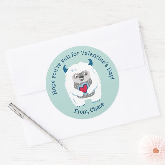 Schattigee Kinder Valentijn Classic Ronde Sticker (Envelop)