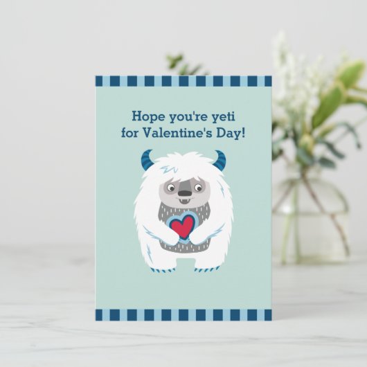 Schattigee Kinder Valentijn Monster Feestdagenkaart (Staand voorkant)