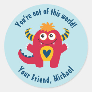 Schattigee Kinder Valentijnsdag Monster Sticker