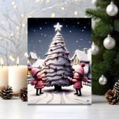 Schattigee Kinder versiering kerstboom Feestdagen Kaart