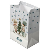 Schattigee Kinder versiering van kerstboomtekening Medium Cadeauzakje (Voorkant Gekanteld)