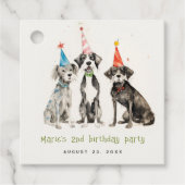 Schattigee Kinder Waterverf Pawty Dog Verjaardagsf Bedankjes Labels (Voorkant)