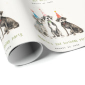Schattigee Kinder Waterverf Pawty Dog Verjaardagsf Cadeaupapier (Rol Hoek)