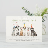 Schattigee Kinder Waterverf Pawty Dog Verjaardagsf Kaart (Staand voorkant)