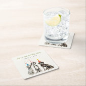 Schattigee Kinder Waterverf Pawty Dog Verjaardagsf Kartonnen Onderzetters (Insitu)