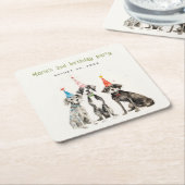 Schattigee Kinder Waterverf Pawty Dog Verjaardagsf Kartonnen Onderzetters (Schuin)