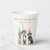 Schattigee Kinder Waterverf Pawty Dog Verjaardagsf Papieren Bekers (Achterkant)