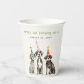 Schattigee Kinder Waterverf Pawty Dog Verjaardagsf Papieren Bekers (Voorkant)