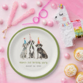 Schattigee Kinder Waterverf Pawty Dog Verjaardagsf Papieren Bordje (Feest)
