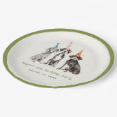 Schattigee Kinder Waterverf Pawty Dog Verjaardagsf Papieren Bordje (Gekanteld)
