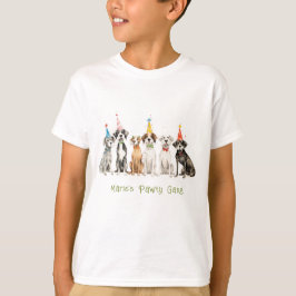 Schattigee Kinder Waterverf Pawty Dog Verjaardagsf T-shirt