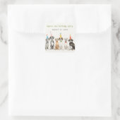 Schattigee Kinder Waterverf Pawty Dog Verjaardagsf Vierkante Sticker (Tas)