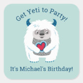 Schattigee Kinder Yeti Verjaardag Vierkante Sticker (Voorkant)