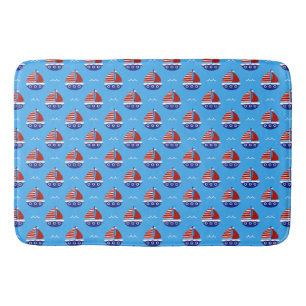 Schattigee Kinder zeilboot Pattern Ocean Blue Badmat