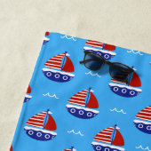 Schattigee Kinder zeilboot Pattern Ocean Blue Strandlaken (In situ)