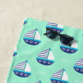 Schattigee Kinder zeilboot Zee Groen Strandlaken (In situ)