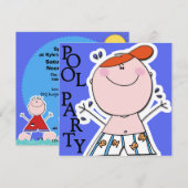Schattigee Kinder Zomer Zwembad Party Zwemmen Verj Kaart (Voorkant / Achterkant)