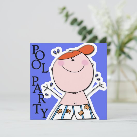 Schattigee Kinder Zomer Zwembad Party Zwemmen Verj Kaart (Staand voorkant)