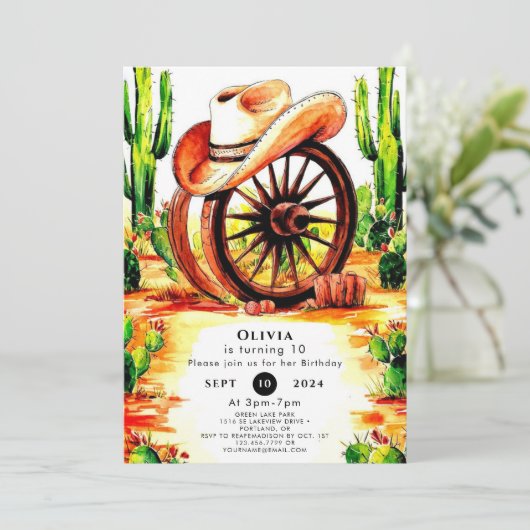 Schattigee kindercowboyverjaardag kaart (Staand voorkant)