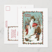 Schattigee  Kinderen en Sneeuwman Briefkaart (Voorkant / Achterkant)