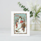 Schattigee  Kinderen en Sneeuwman Briefkaart (Staand voorkant)