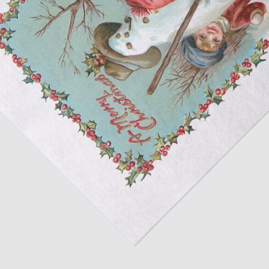 Schattigee Kinderen en Sneeuwman Tissuepapier (Detail)