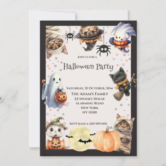 Schattigee kinderen Halloween Party Kaart (Voorkant)