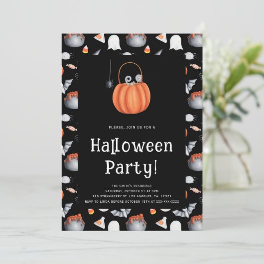 Schattigee kinderen Halloween Party Kaart (Staand voorkant)