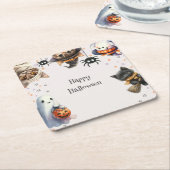 Schattigee kinderen Halloween Party Kartonnen Onderzetters (Schuin)