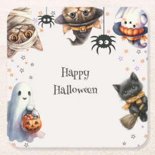 Schattigee kinderen Halloween Party Kartonnen Onderzetters