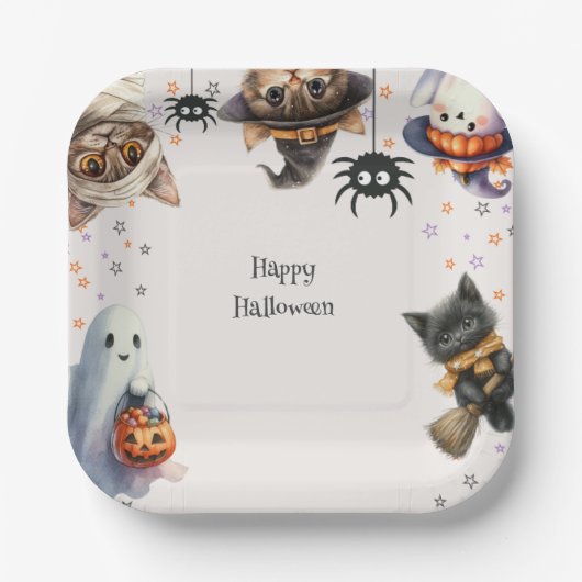 Schattigee kinderen Halloween Party Papieren Bordje (Voorkant)