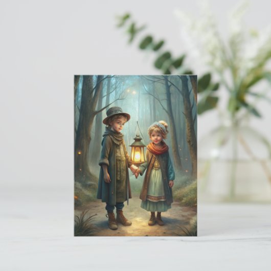 Schattigee kinderen in de winter briefkaart (Staand voorkant)