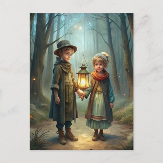 Schattigee kinderen in de winter briefkaart (Voorkant)