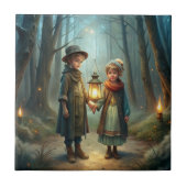 Schattigee kinderen in de winter tegeltje (Voorkant)