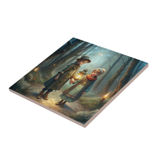 Schattigee kinderen in de winter tegeltje (Zijkant)