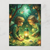 Schattigee kinderen in het bos briefkaart (Voorkant)