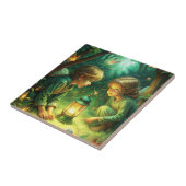 Schattigee kinderen in het bos tegeltje (Zijkant)