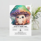 Schattigee Kinderen Paddestoel Verjaardagsuitnodig Kaart (Staand voorkant)