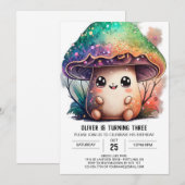 Schattigee Kinderen Paddestoel Verjaardagsuitnodig Kaart (Voorkant / Achterkant)