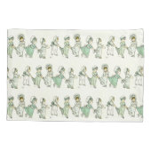  Schattigee kinderen Patroon Kate Greenaway Mint Kussensloop (Achterkant)