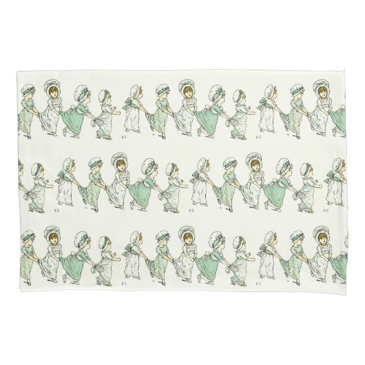  Schattigee kinderen Patroon Kate Greenaway Mint Kussensloop (Voorkant)