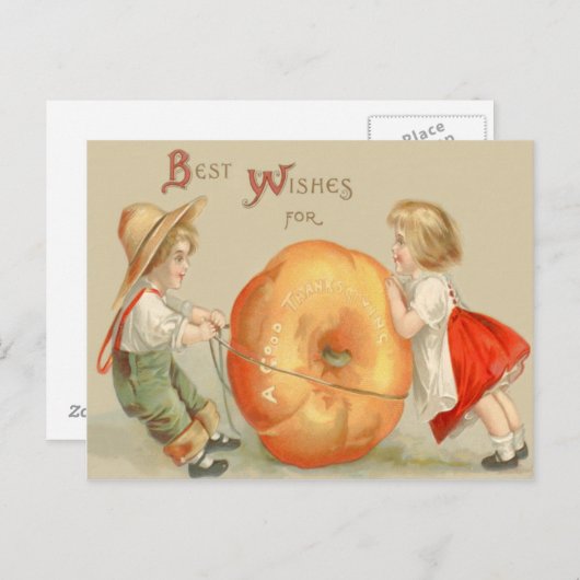 Schattigee kinderen Rolling Pumpkin Briefkaart (Voorkant / Achterkant)