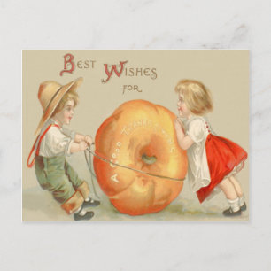 Schattigee kinderen Rolling Pumpkin Briefkaart