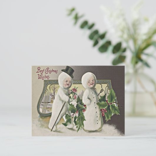 Schattigee kinderen Sneeuwman Holly Briefkaart (Staand voorkant)