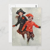 Schattigee kinderen spelen in de sneeuw briefkaart (Voorkant / Achterkant)