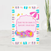 Schattigee kinderen verjaardagsfeestje met zwembad bedankkaart (Voorkant)